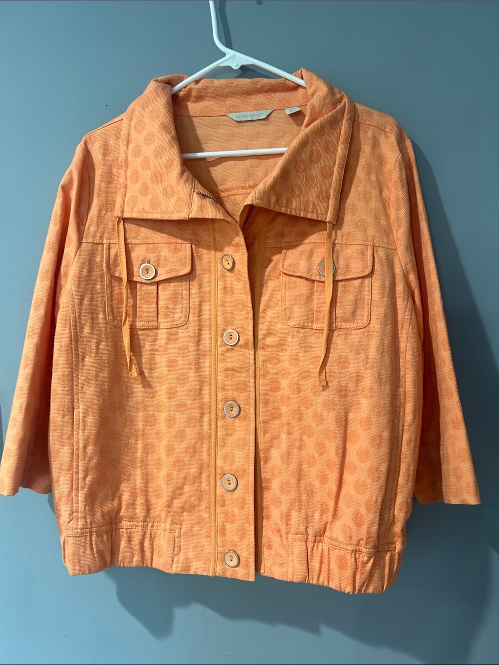 Laura Ashley Women Orange Dot-Pattern Casual Jacket
